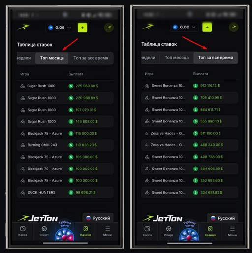 Статистика выплат в JetTon Games Casino
